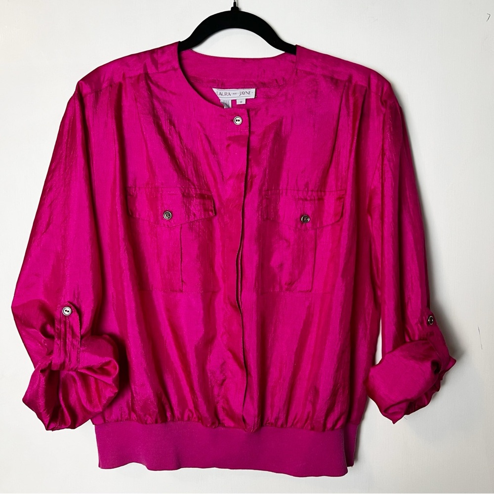 Laura‎ and Jayne - Women’s Vintage Pullover Bomber Jacket Hot Pink 80s - Sz. 12